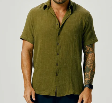 Camisa Casual Linho Verde